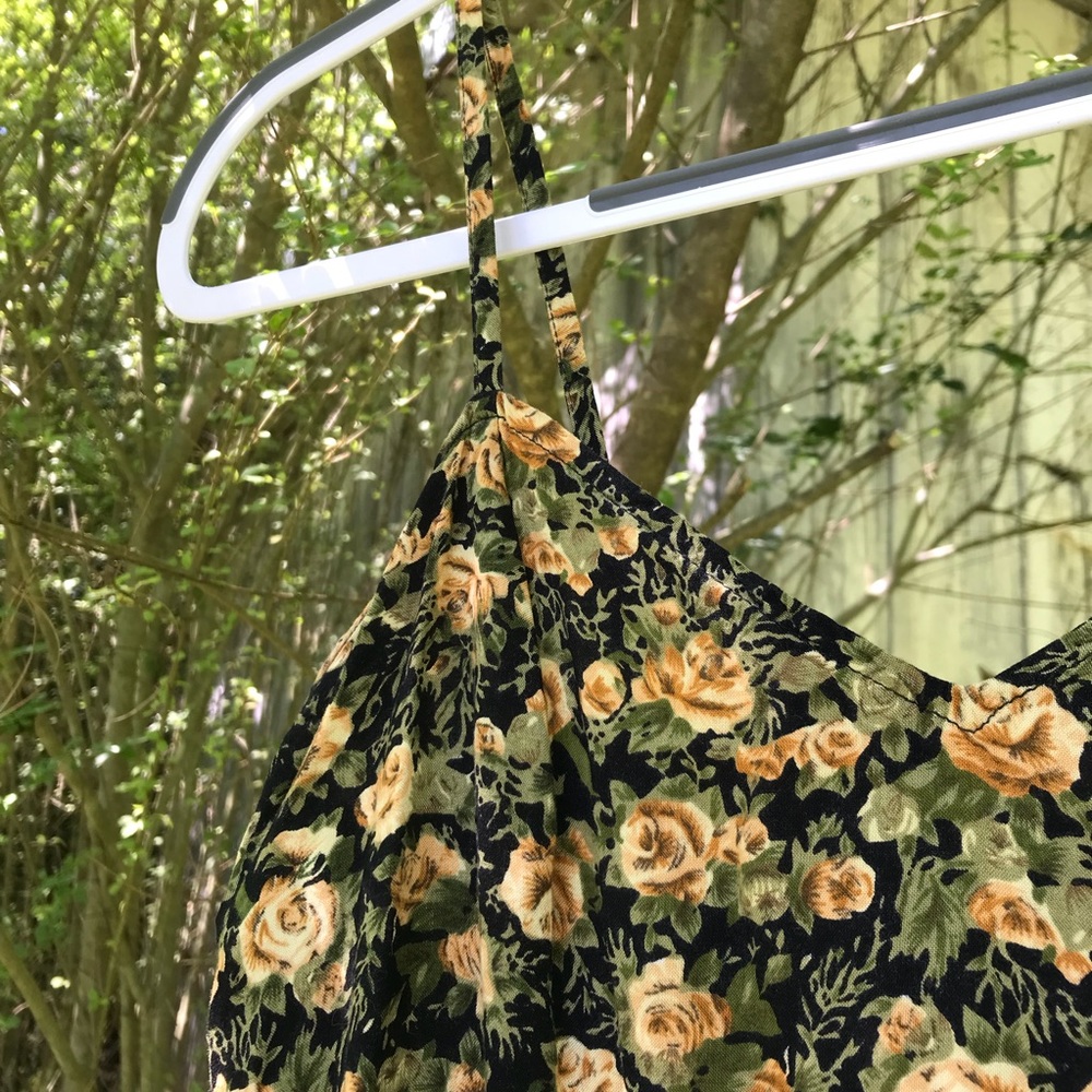 Vintage Black and yellow floral mini dress